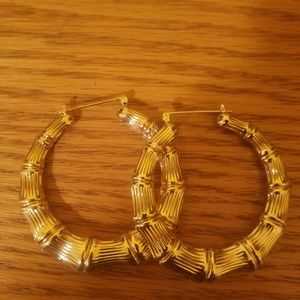 18k Gold Filled Bamboo Hoop Earrings